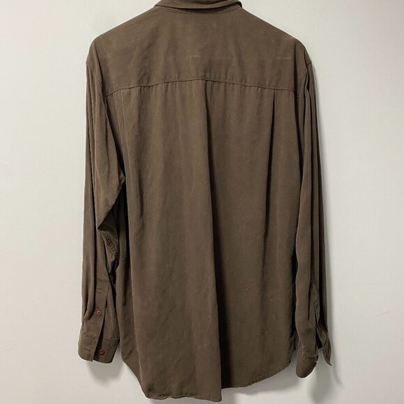 Tommy Bahama 100% Silk Long Sleeve Shirt — Brown, Men’s L - Picture 3 of 5